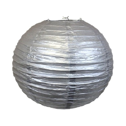 JQ-17S 8" Round Paper Lantern Silver